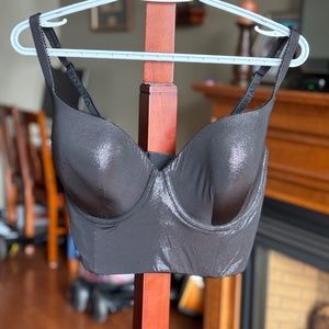 Victoria Secrets Black Shiny Bustier Bra, 36DDD